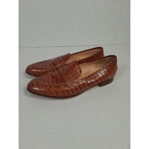 JCREW Academy penny loafers in croc-embossed leather  Women Sz 6.5